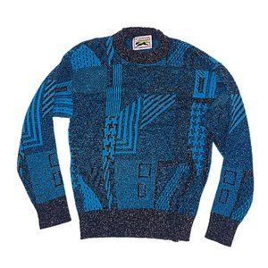 Le Tigre Graphic Sweater Vintage 80's Blue Size Medium